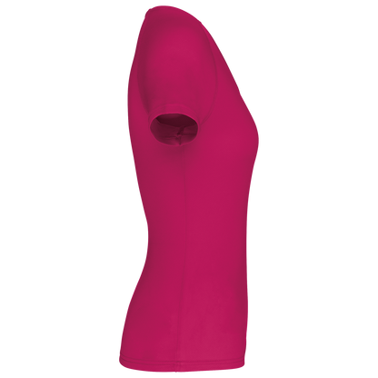 LADIES’ V-NECK SHORT SLEEVE SPORTS T-SHIRT - Fuchsia - Additional