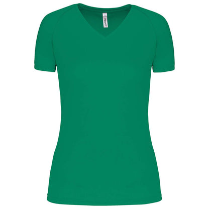LADIES’ V-NECK SHORT SLEEVE SPORTS T-SHIRT - Kelly Green - Main