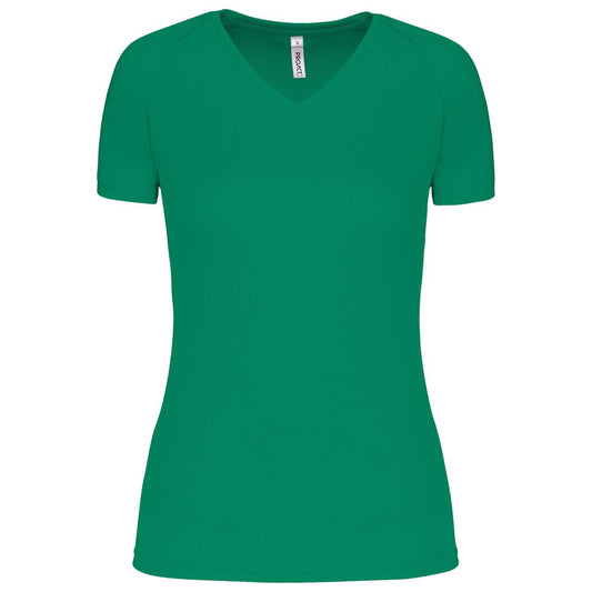 LADIES’ V-NECK SHORT SLEEVE SPORTS T-SHIRT - Kelly Green - Main