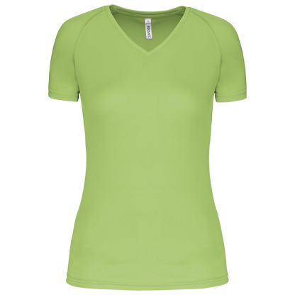 LADIES’ V-NECK SHORT SLEEVE SPORTS T-SHIRT - Lime - Main