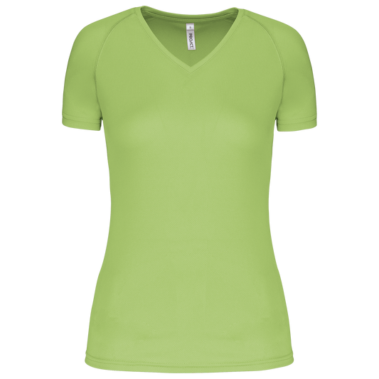 LADIES’ V-NECK SHORT SLEEVE SPORTS T-SHIRT - Lime - Main