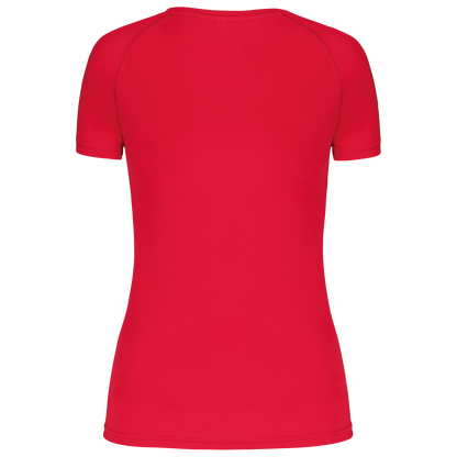 LADIES’ V-NECK SHORT SLEEVE SPORTS T-SHIRT - Red - Additional