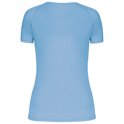 LADIES’ V-NECK SHORT SLEEVE SPORTS T-SHIRT - Sky Blue - Additional