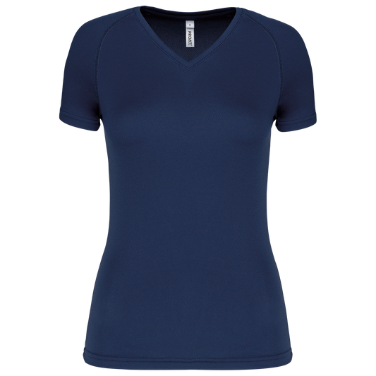 LADIES’ V-NECK SHORT SLEEVE SPORTS T-SHIRT - Sporty Navy - Main