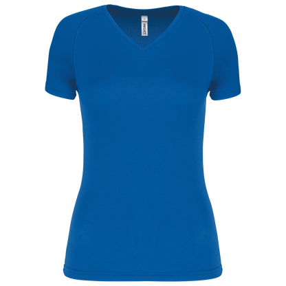 LADIES’ V-NECK SHORT SLEEVE SPORTS T-SHIRT - Sporty Royal Blue - Main