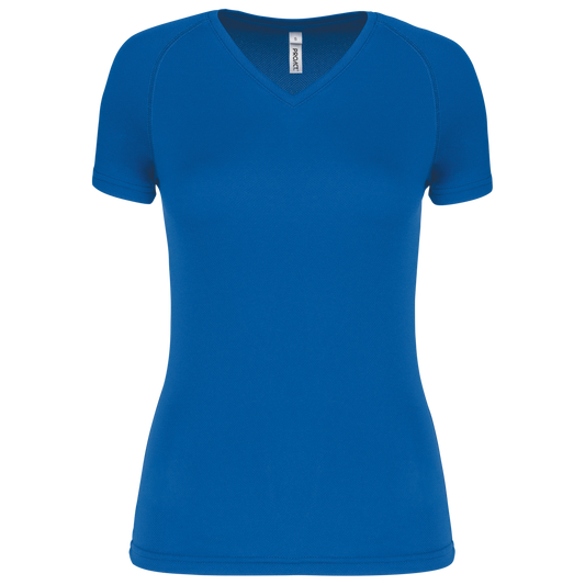 LADIES’ V-NECK SHORT SLEEVE SPORTS T-SHIRT - Sporty Royal Blue - Main