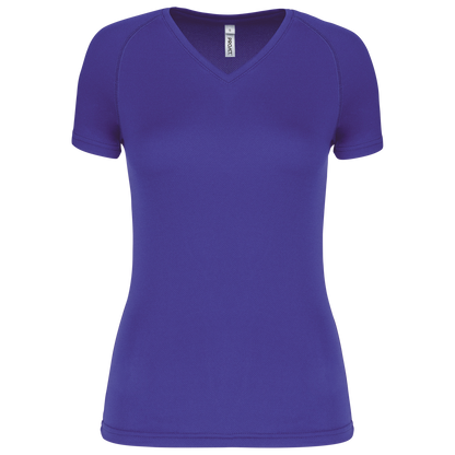 LADIES’ V-NECK SHORT SLEEVE SPORTS T-SHIRT - Violet - Main