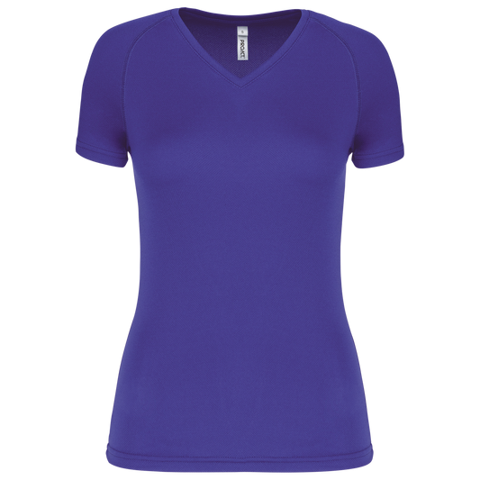 LADIES’ V-NECK SHORT SLEEVE SPORTS T-SHIRT - Violet - Main