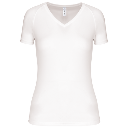 LADIES’ V-NECK SHORT SLEEVE SPORTS T-SHIRT - White - Main
