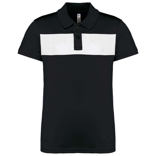 KIDS' SHORT SLEEVE POLO SHIRT - Black/White - colorimageurl