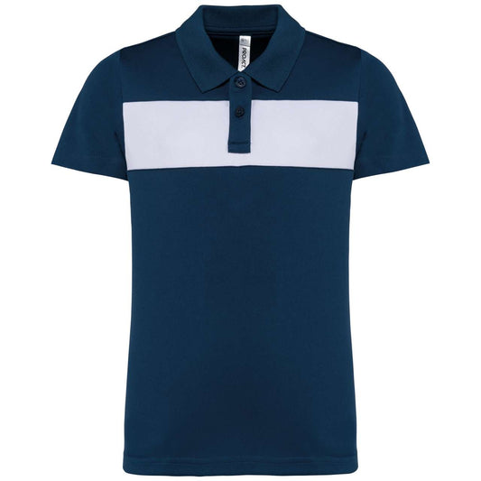 KIDS' SHORT SLEEVE POLO SHIRT - Sporty Navy/White - colorimageurl