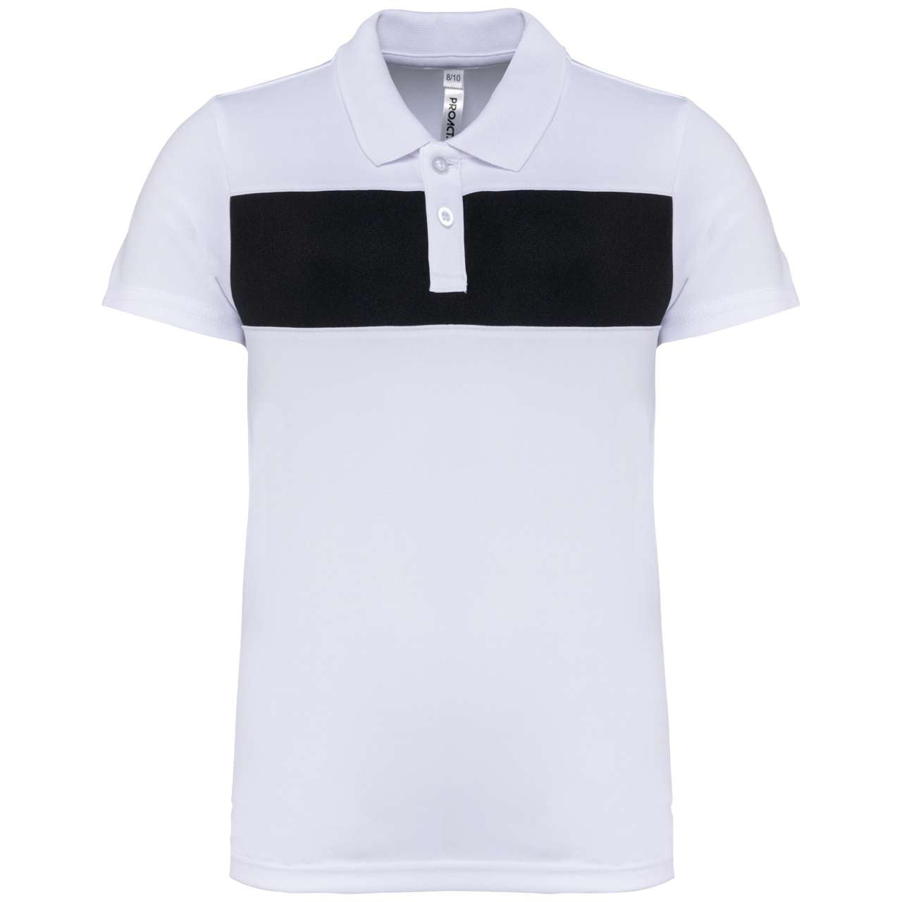 KIDS' SHORT SLEEVE POLO SHIRT - White/Black - colorimageurl