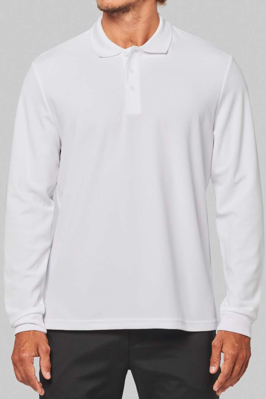 ADULT COOL PLUS® LONG-SLEEVED POLO SHIRT - Black - modelimageurl