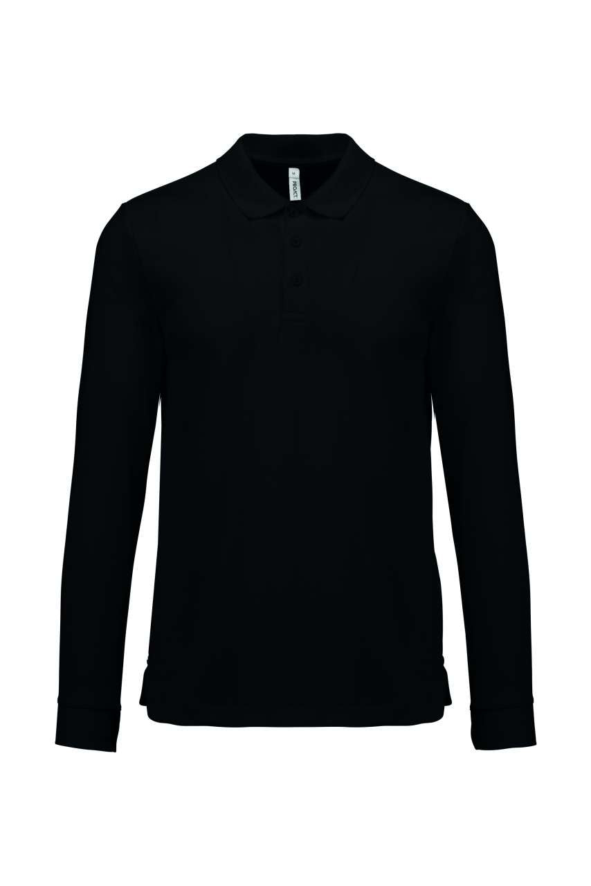 ADULT COOL PLUS® LONG-SLEEVED POLO SHIRT - Black - colorimageurl