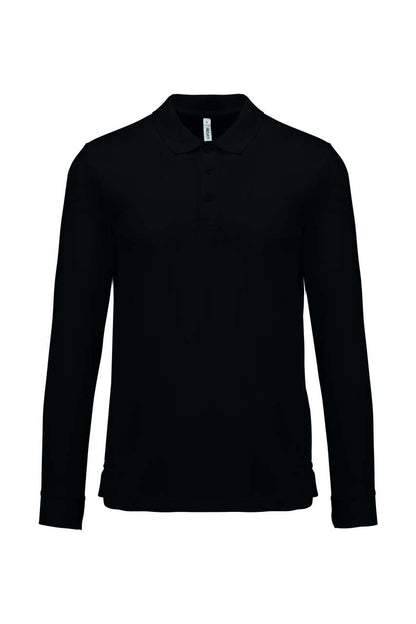 ADULT COOL PLUS® LONG-SLEEVED POLO SHIRT - Black - colorimageurl