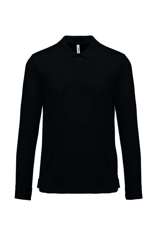 ADULT COOL PLUS® LONG-SLEEVED POLO SHIRT - Black - colorimageurl