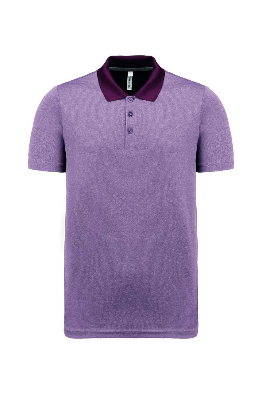ADULT SHORT-SLEEVED MARL POLO SHIRT - Burgundy Heather - colorimageurl