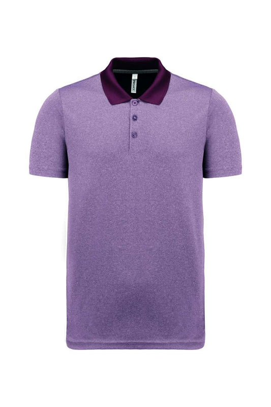 ADULT SHORT-SLEEVED MARL POLO SHIRT - Burgundy Heather - colorimageurl