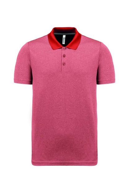 ADULT SHORT-SLEEVED MARL POLO SHIRT - Coral Heather - colorimageurl