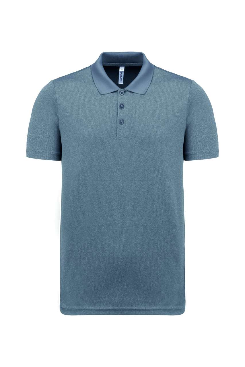 ADULT SHORT-SLEEVED MARL POLO SHIRT - Fine Grey Heather - colorimageurl