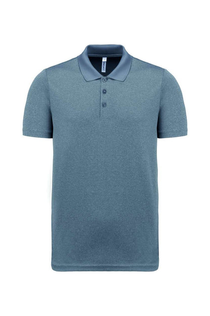 ADULT SHORT-SLEEVED MARL POLO SHIRT - Fine Grey Heather - colorimageurl