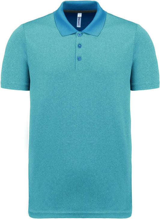 ADULT SHORT-SLEEVED MARL POLO SHIRT - Steel Blue Heather - colorimageurl