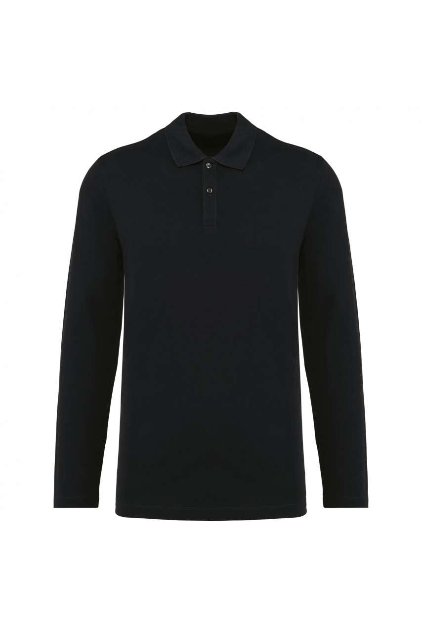 MEN'S LONG-SLEEVED SUPIMA® POLO SHIRT - Black - colorimageurl