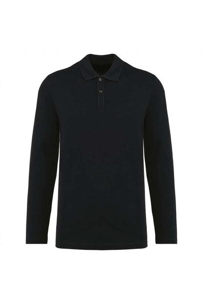 MEN'S LONG-SLEEVED SUPIMA® POLO SHIRT - Black - colorimageurl