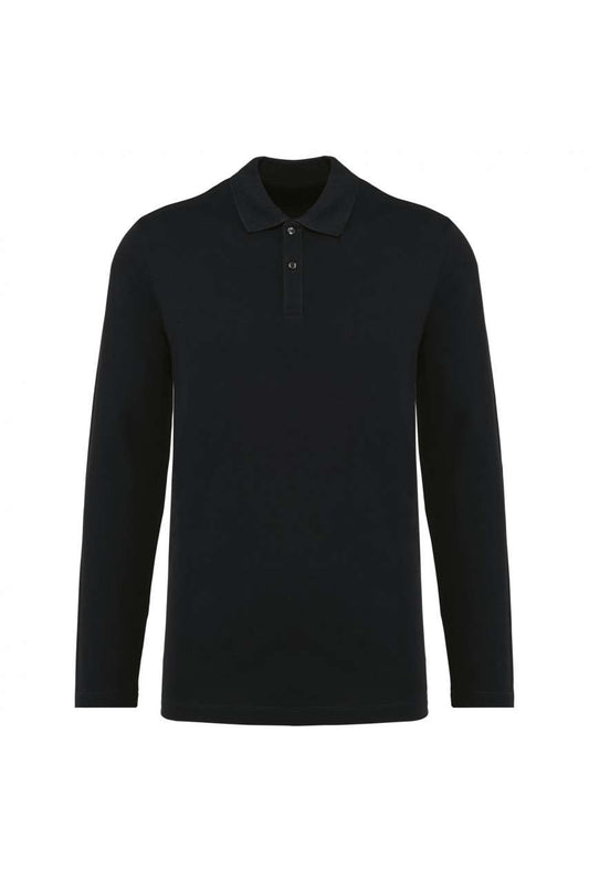 MEN'S LONG-SLEEVED SUPIMA® POLO SHIRT - Black - colorimageurl