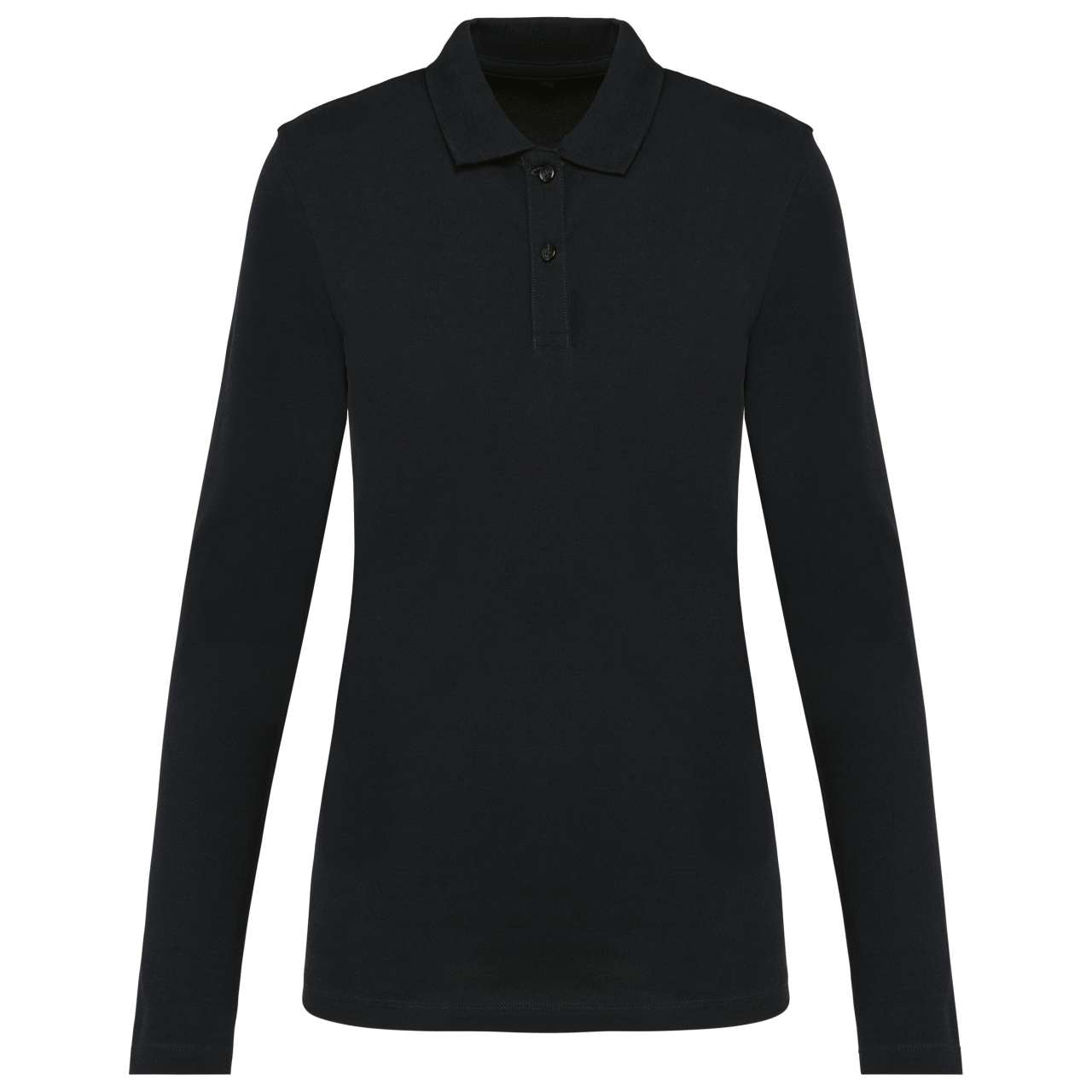 LADIES' LONG-SLEEVED SUPIMA® POLO SHIRT - Black - colorimageurl