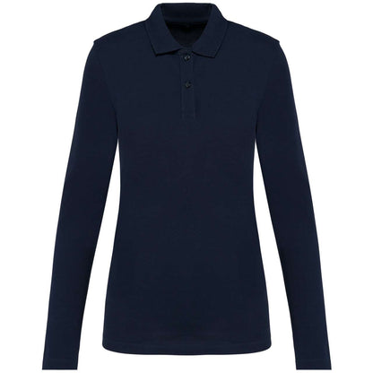 LADIES' LONG-SLEEVED SUPIMA® POLO SHIRT - Deep Navy - colorimageurl