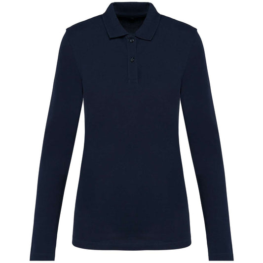 LADIES' LONG-SLEEVED SUPIMA® POLO SHIRT - Deep Navy - colorimageurl