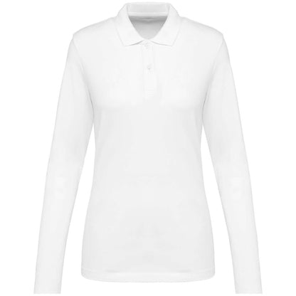 LADIES' LONG-SLEEVED SUPIMA® POLO SHIRT - White - colorimageurl
