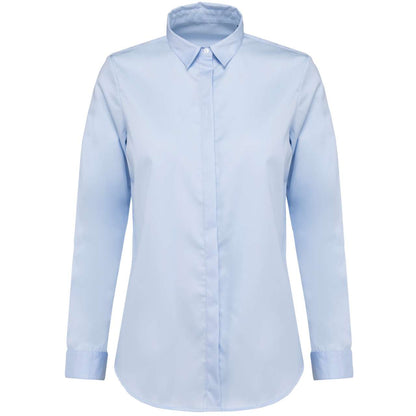 LADIES' LONG-SLEEVED TWILL SHIRT - Essential Light Blue - colorimageurl
