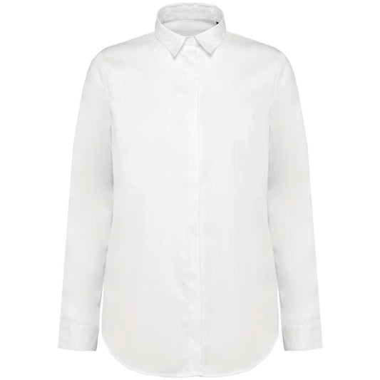 LADIES' LONG-SLEEVED TWILL SHIRT - White - colorimageurl