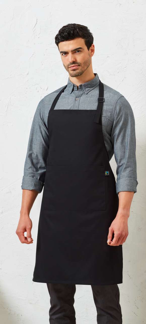 COTTON BIB APRON, FAIRTRADE & ORGANIC CERTIFIED - Black - Model