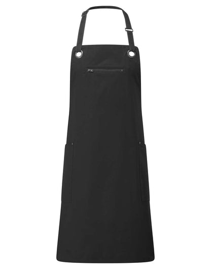 ‘BARLEY’ CONTRAST STITCH SUSTAINABLE BIB APRON - Black/Charcoal - colorimageurl