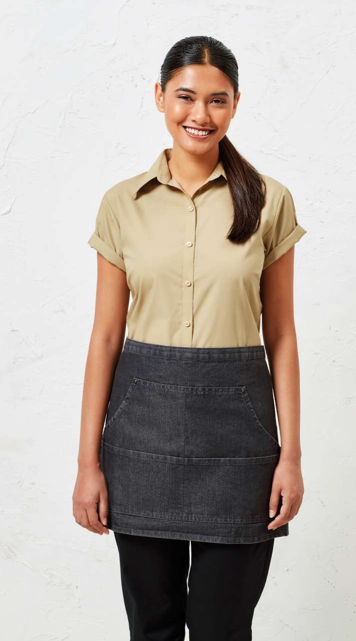 JEANS STITCH DENIM WAIST APRON - Black Denim - Model