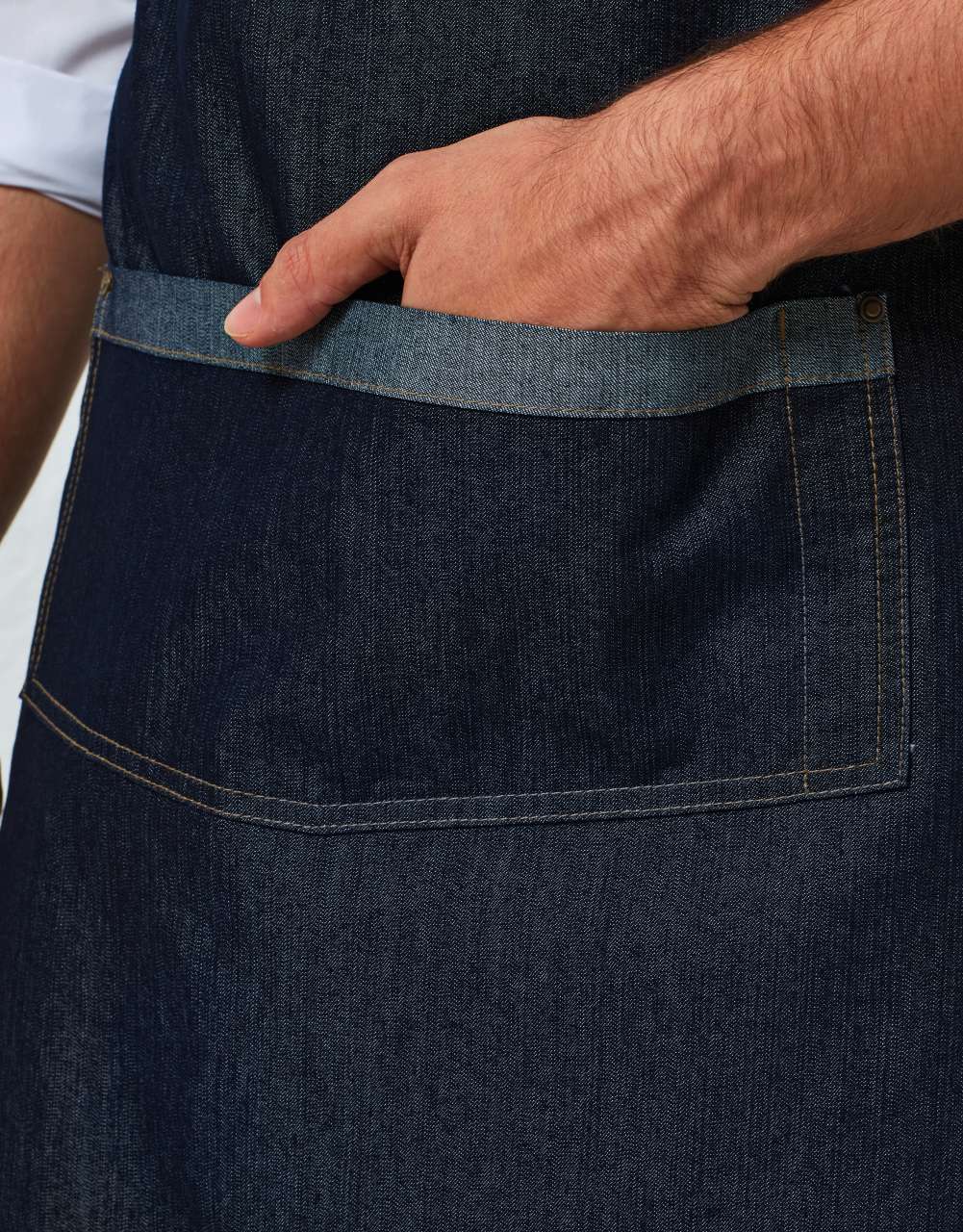 'DOMAIN' CONTRAST DENIM BIB APRON - Black Denim - Additional