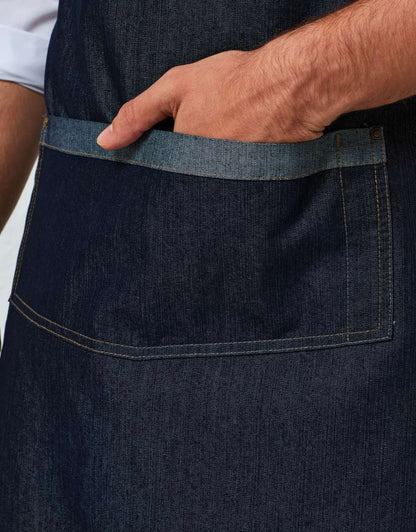 'DOMAIN' CONTRAST DENIM BIB APRON - Black Denim - Additional