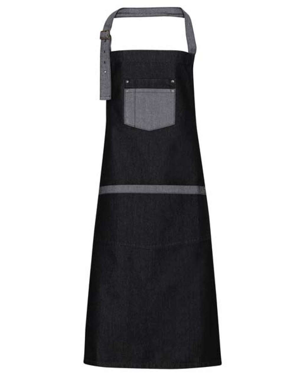 'DOMAIN' CONTRAST DENIM BIB APRON - Black Denim - Main