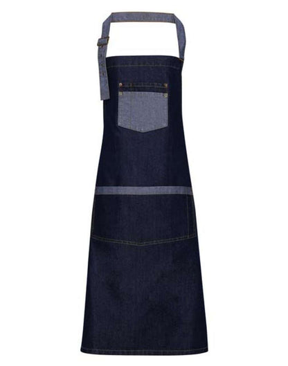 'DOMAIN' CONTRAST DENIM BIB APRON - Indigo Denim - Main