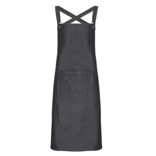 CROSS BACK ’BARISTA’ BIB APRON - Black Denim - Main