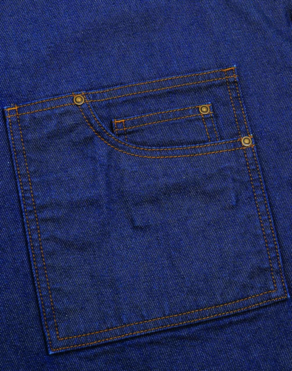 'DISTRICT' WAXED LOOK DENIM BIB APRON - Indigo Denim - Additional