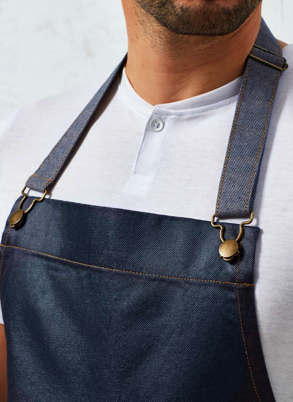 'DISTRICT' WAXED LOOK DENIM BIB APRON - Indigo Denim - Additional