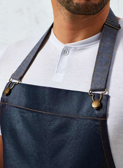 'DISTRICT' WAXED LOOK DENIM BIB APRON - Indigo Denim - Additional