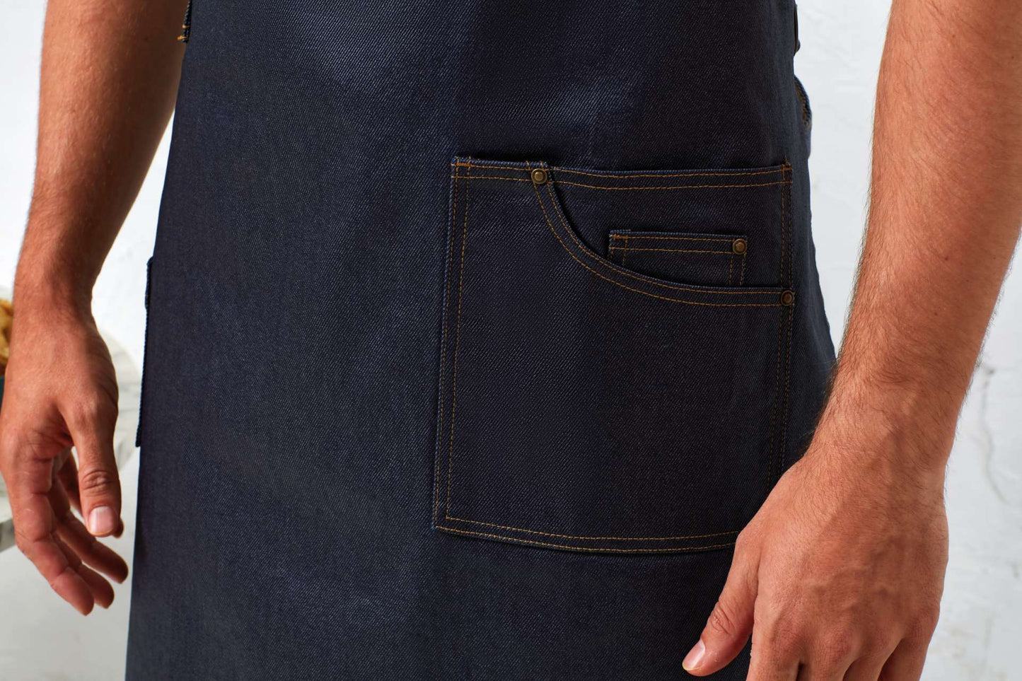 'DISTRICT' WAXED LOOK DENIM BIB APRON - Indigo Denim - Additional