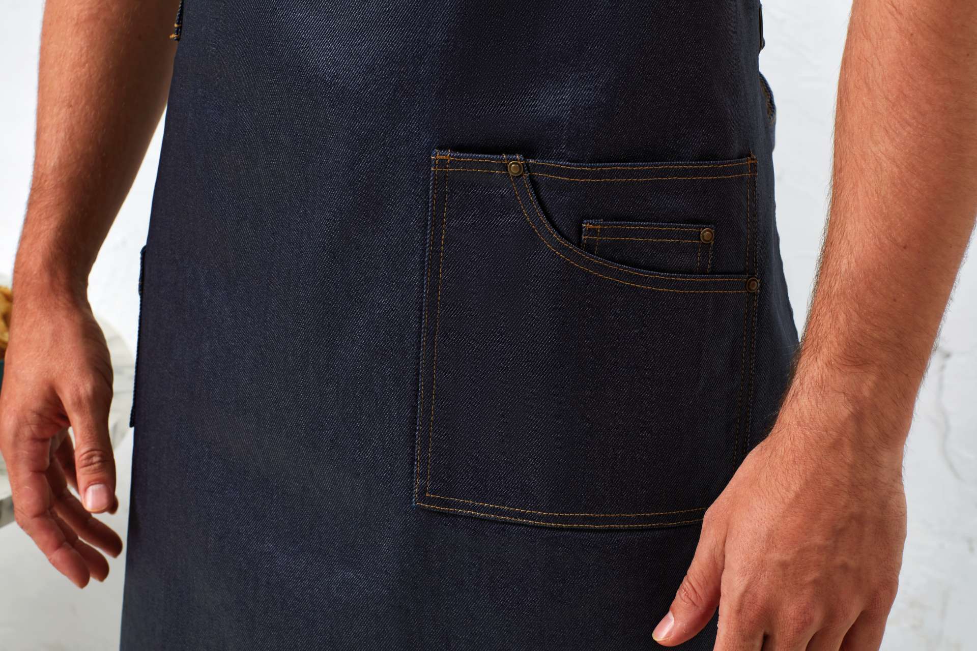 'DISTRICT' WAXED LOOK DENIM BIB APRON - Indigo Denim - Additional