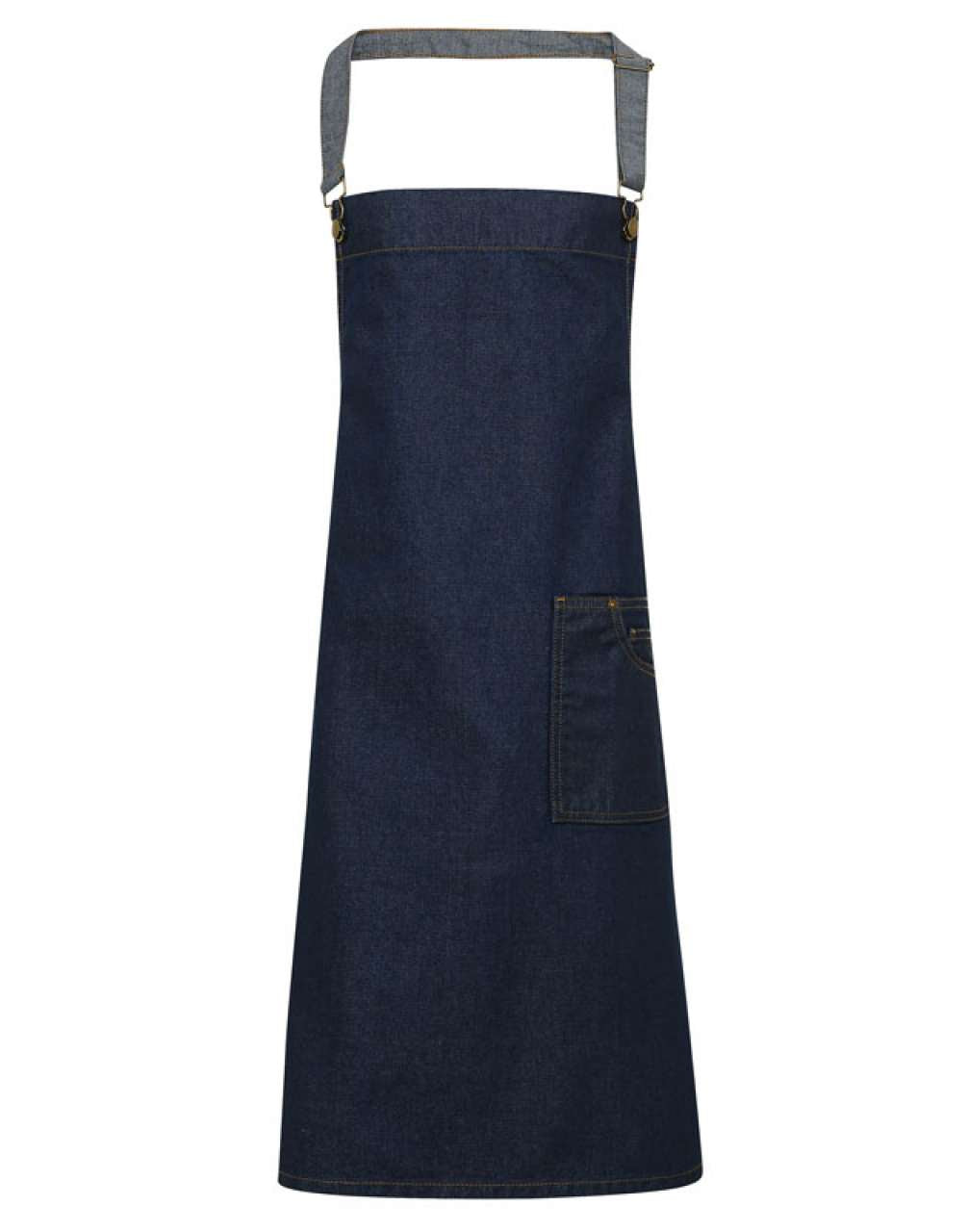 'DISTRICT' WAXED LOOK DENIM BIB APRON - Indigo Denim - Main