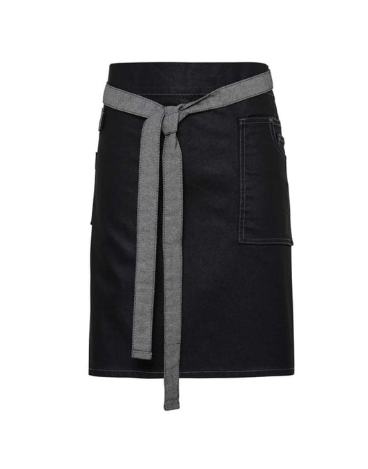 'DIVISION' WAXED LOOK DENIM WAIST APRON - Black Denim - Main